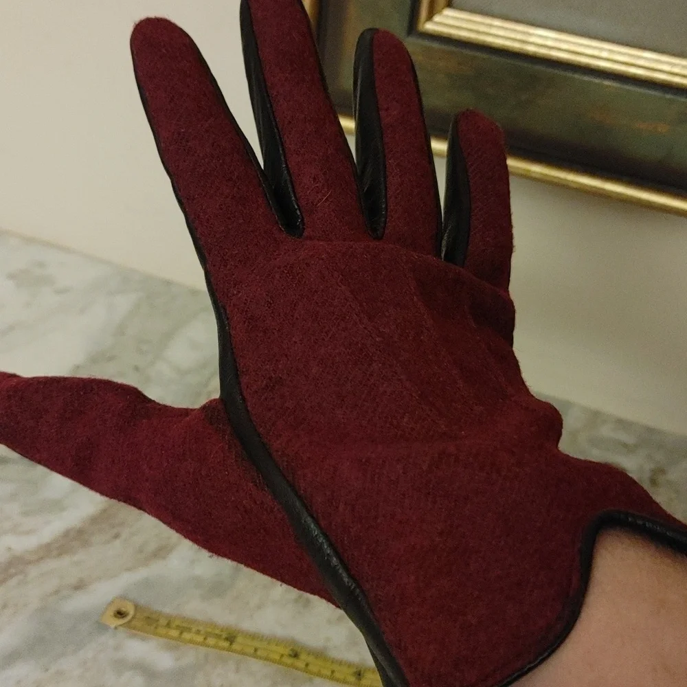 Vintage Eddie Bauer Wool and Leather Gloves Size L